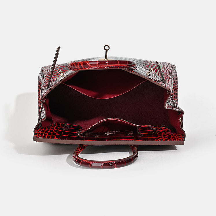 Florvane™ Crocodile Pattern Cowhide Handbag