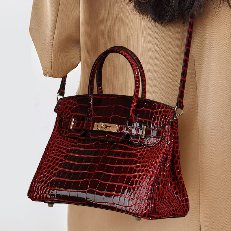 Florvane™ Crocodile Pattern Cowhide Handbag