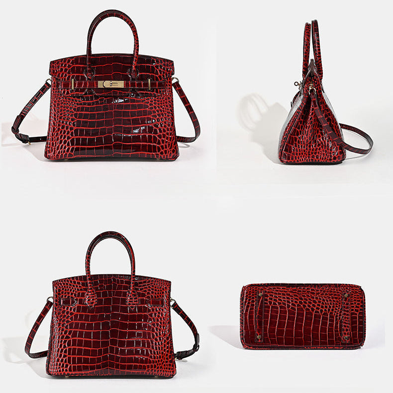 Florvane™ Crocodile Pattern Cowhide Handbag