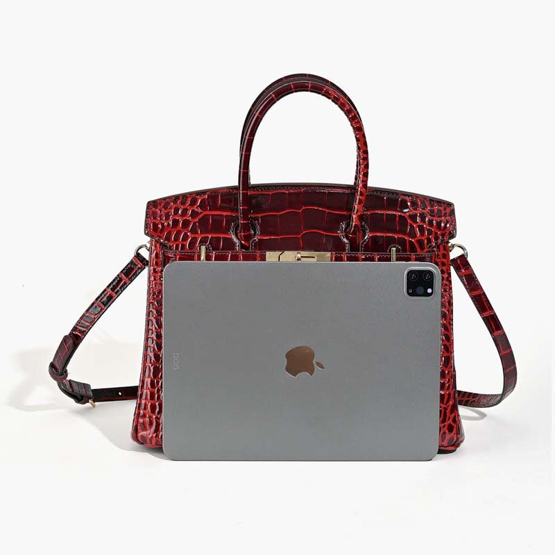 Florvane™ Crocodile Pattern Cowhide Handbag