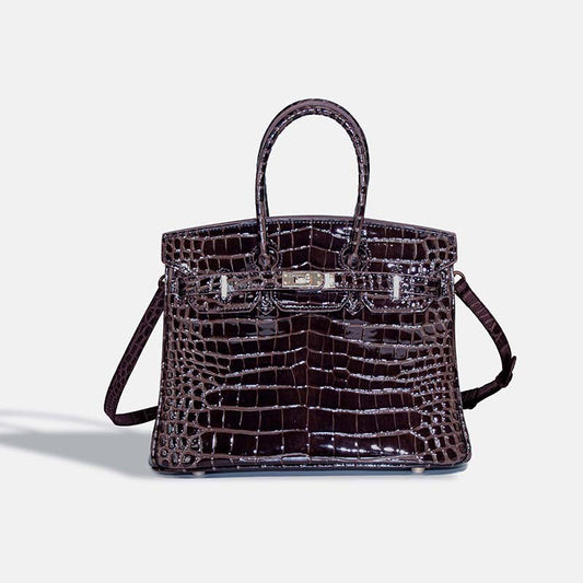Florvane™ Crocodile Pattern Cowhide Handbag