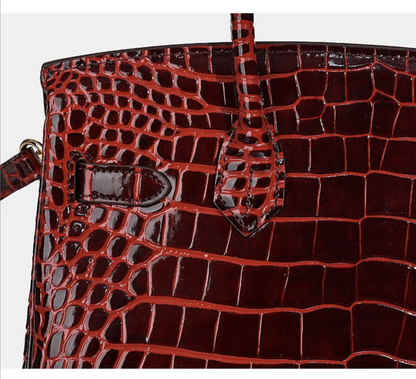 Florvane™ Crocodile Pattern Cowhide Handbag