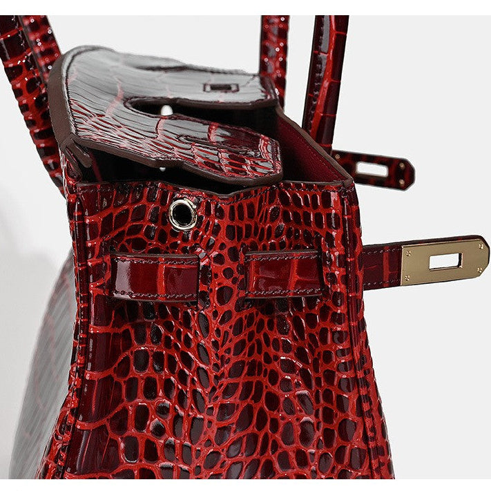 Florvane™ Crocodile Pattern Cowhide Handbag