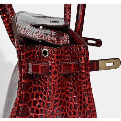 Florvane™ Crocodile Pattern Cowhide Handbag