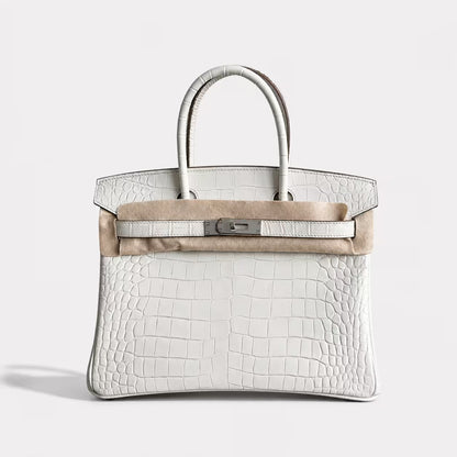 Florvane™ Crocodile Pattern Cowhide Handbag