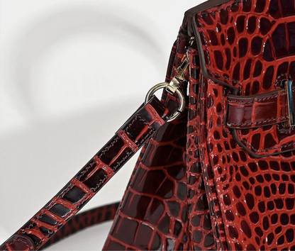Florvane™ Crocodile Pattern Cowhide Handbag
