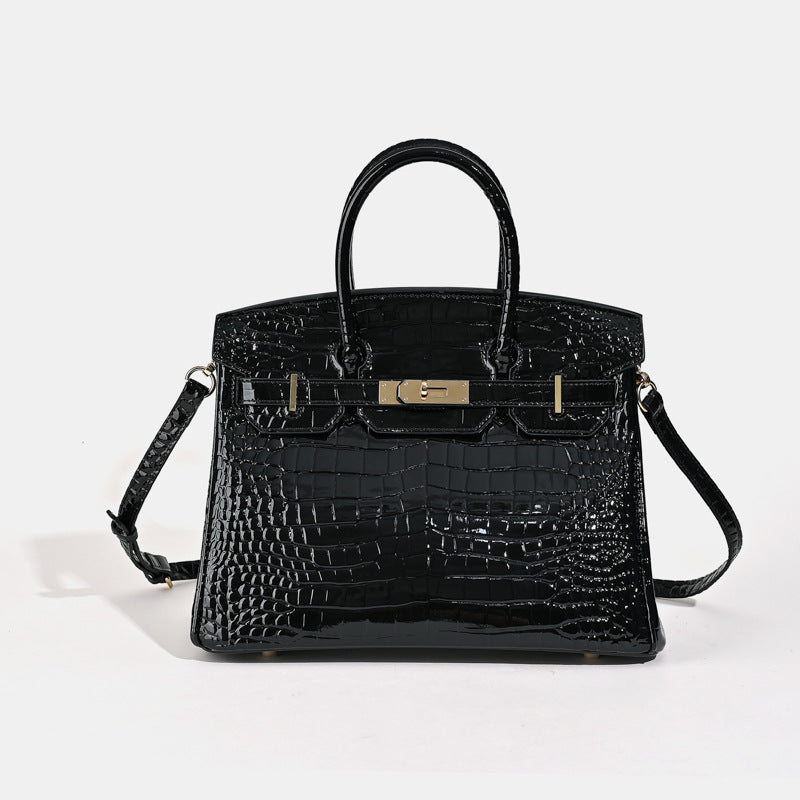 Florvane™ Crocodile Pattern Cowhide Handbag