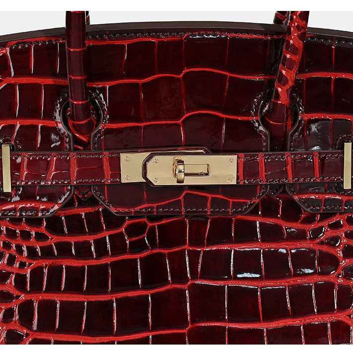 Florvane™ Crocodile Pattern Cowhide Handbag