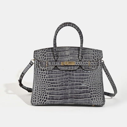 Florvane™ Crocodile Pattern Cowhide Handbag