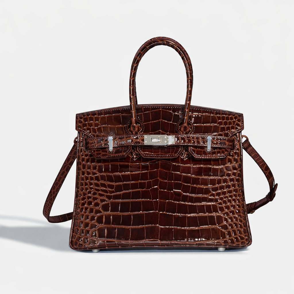 Florvane™ Crocodile Pattern Cowhide Handbag