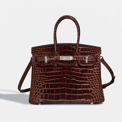 Florvane™ Crocodile Pattern Cowhide Handbag