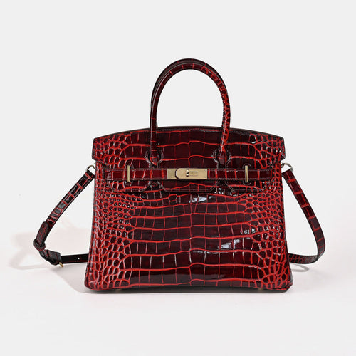 Florvane™ Crocodile Pattern Cowhide Handbag