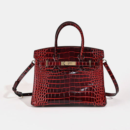 Florvane™ Crocodile Pattern Cowhide Handbag