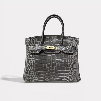 Florvane™ Crocodile Pattern Cowhide Handbag
